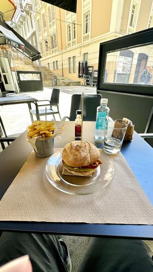 Valentina burger with Cajun chips   at Ruca Bocata in A Coruna