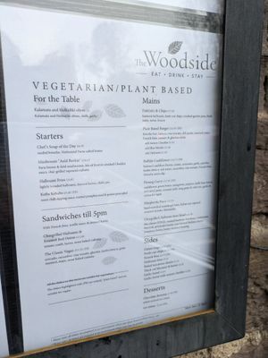 Vegetarian and vegan menu at The Woodside in Doune