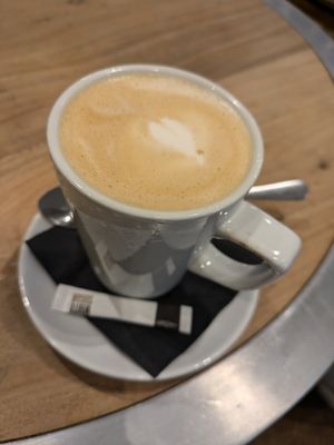 Oatmilk latte at The Woodside in Doune