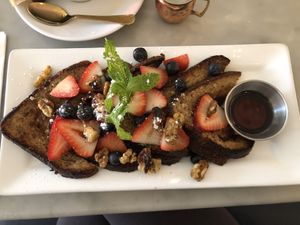 Coconut Milk French Toast (Vegan ) at Le Salbuen Cafe Market in Montclair