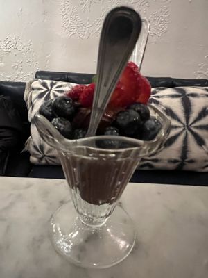Vegan chocolate mousse   at Le Salbuen Cafe Market in Montclair