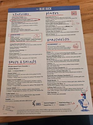 Menu at The Blue Duck in New London