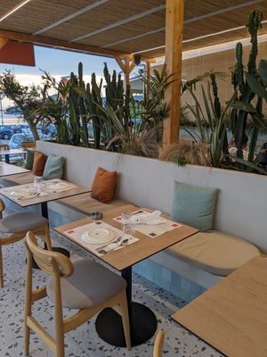 Seating area at La Pastaria in Himare