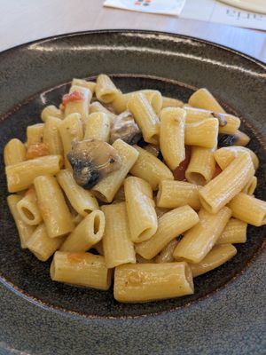 Penne with Forestiere sauce at La Pastaria in Himare