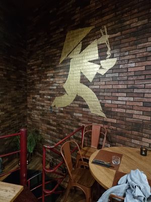 Stairs going down to toilets at Better than Hungry in Brussels