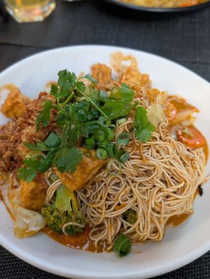 Tofu, bami noodles, Massaman at Better than Hungry in Brussels