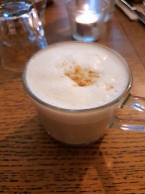 Almond milk with peanut butter at Aujourd'hui Demain Concept Store in Paris