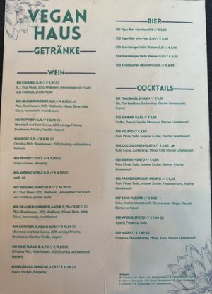 Menu drinks (2/2).  at Vegan Haus in Berlin