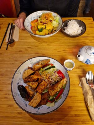 Curry und Frühlingsrollen at Vegan Haus in Berlin