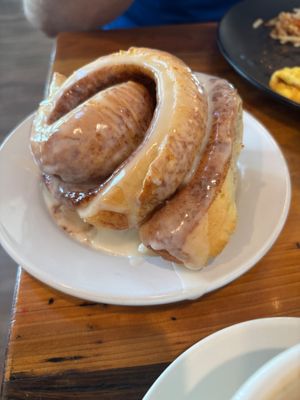 Cinnamon bun at Seven Mile Cafe in Denton