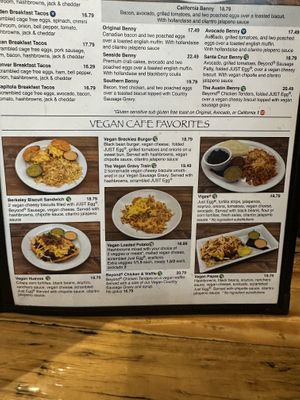 Vegan menu  at Seven Mile Cafe in Denton