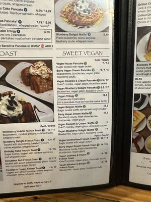 Vegan menu  at Seven Mile Cafe in Denton