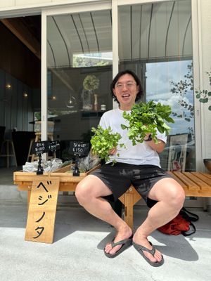 we also sell vegetables which is harvested at field in front of the store, my parents grow at Maenota  in Kyoto