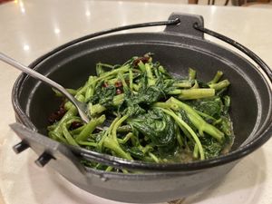 Clay pot spiced greens  at Jia Yi Dao in Taiping