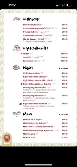 Opciones veganas en entrantes y sushi   at Daruma Sushi Xperience in Barbate