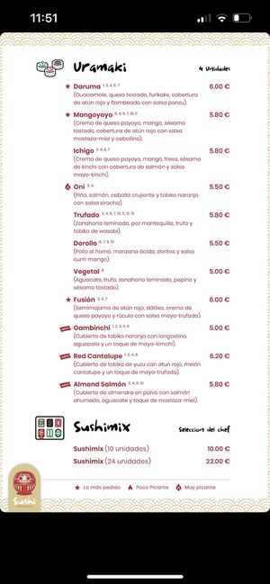 Opción de uramaki vegetal   at Daruma Sushi Xperience in Barbate