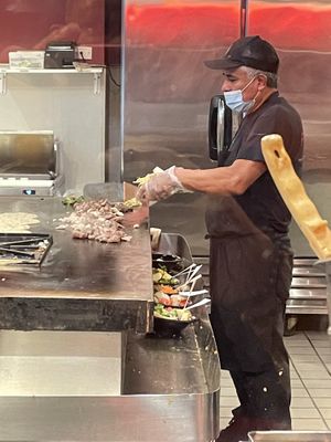 Clean up before cooking   at Flat Top Grill - The Loop in Chicago