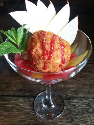 Exciting dessert: fried ice cream or something like that at Golden Ginkgo  in Berlin
