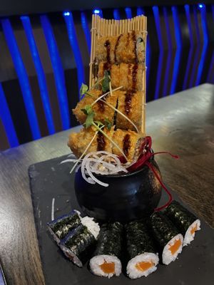 Spicy roll and salmon roll  at Golden Ginkgo  in Berlin