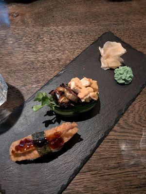 Seitan Nigiri: 3.5/5 and Aubergine tofu Nigiri: 4.5/5 at Golden Ginkgo  in Berlin
