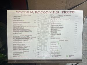 Menu  at Boccon del Prete in Siena