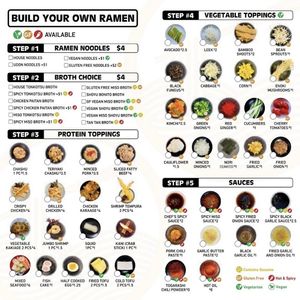 Vegan/Vegetarian options are indicated with a green leaf  at Ikedo Ramen in Port Washington