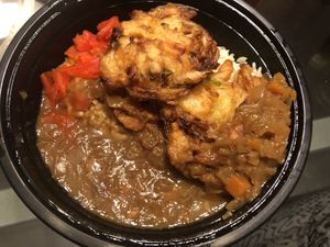 Vegetable kakiage curry donburi   at Ikedo Ramen in Port Washington