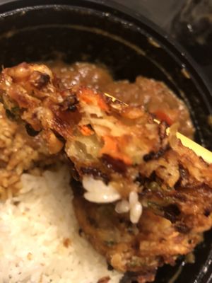 Vegetable kakiage curry donburi   at Ikedo Ramen in Port Washington