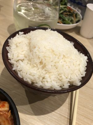 Steamed white rice   at Ikedo Ramen in Port Washington