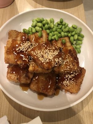 Tofu and edamame  at Ikedo Ramen in Port Washington
