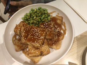 Tofu and edamame   at Ikedo Ramen in Port Washington