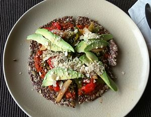 avocado pizza at Atsumi Raw Cafe in Phuket