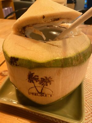 Yummy fresh coconut  at Atsumi Raw Cafe in Phuket