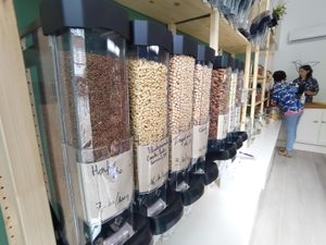 Protein-rich lentils and beans, pasta and rice. at Kolibri in Soenderborg