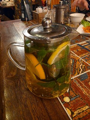 Green & Black Tea with lemon, orange & mince at Navat in Almaty