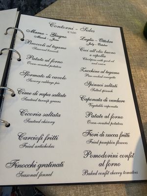 Menu contorni  at Antico Travaglio in Monteriggioni