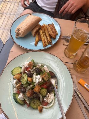 Gyros wrapped in pita & Greek saladd  at Los V in Athens