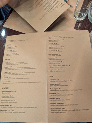 menu at Los V in Athens