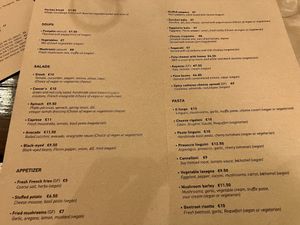 Menu   at Los V in Athens