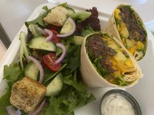 Black bean & fresh mango salsa wrap at Eat in Springfield