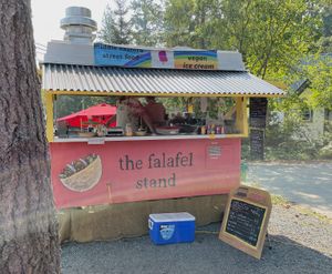 Falafel stand across the road from Denman Island General Store    at Ima's Kitchen in Denman Island