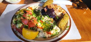Vegetarian plate at Abu Salim Middle Eastern Grill in San Francisco