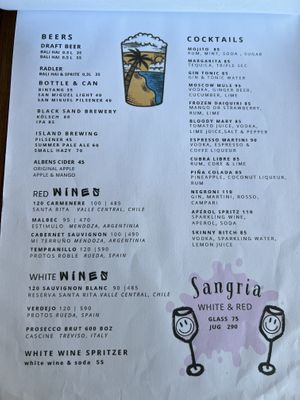 menu  at Vida Loca in Ungasan