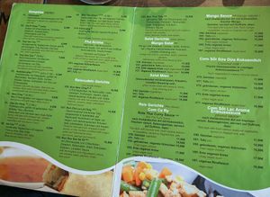 Vegetarian menu page 1 at Aroma in Essen