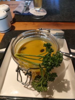 Pumpkin coconut soup at Waldwirtschaft Landsberg - Sandau in Landsberg Am Lech