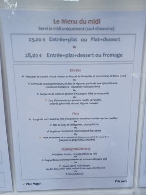 Menu midi avec possibilité vegan at Le Relais St-Jacques de Compostelle in Collonges-la-rouge
