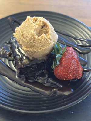 Salted caramel brownie  at Tafarn Pencei Cafe Bar in Porthmadog