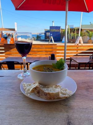 Crema de Zapallo (Cream of pumpkin soup). at El Bahiano Pizza Bar in Caldera