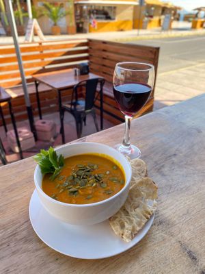 Crema de Zapallo (Cream of pumpkin soup). at El Bahiano Pizza Bar in Caldera