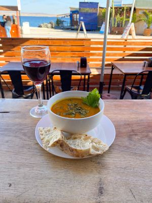 Crema de Zapallo (Cream of pumpkin soup). at El Bahiano Pizza Bar in Caldera